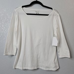 Columbia 3/4 sleeve scoop neck white tee shirt size large